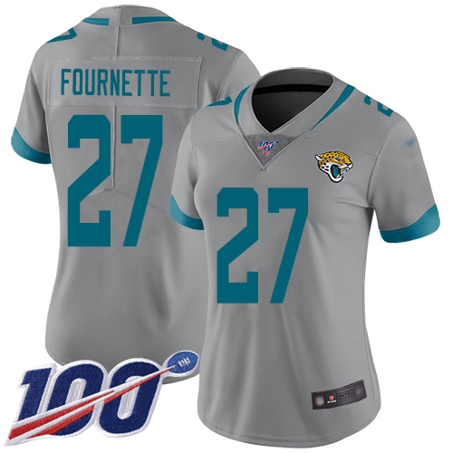 Nike Jacksonville Jaguars #27 Leonard Fournette Silver Women Stitched NFL Limited Inverted Legend 100th Season Jersey